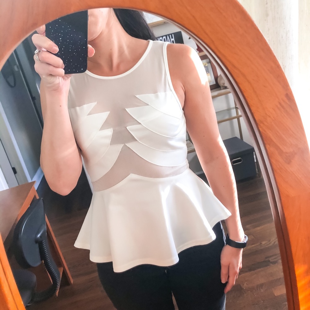 White Sleeveless Peplum Top